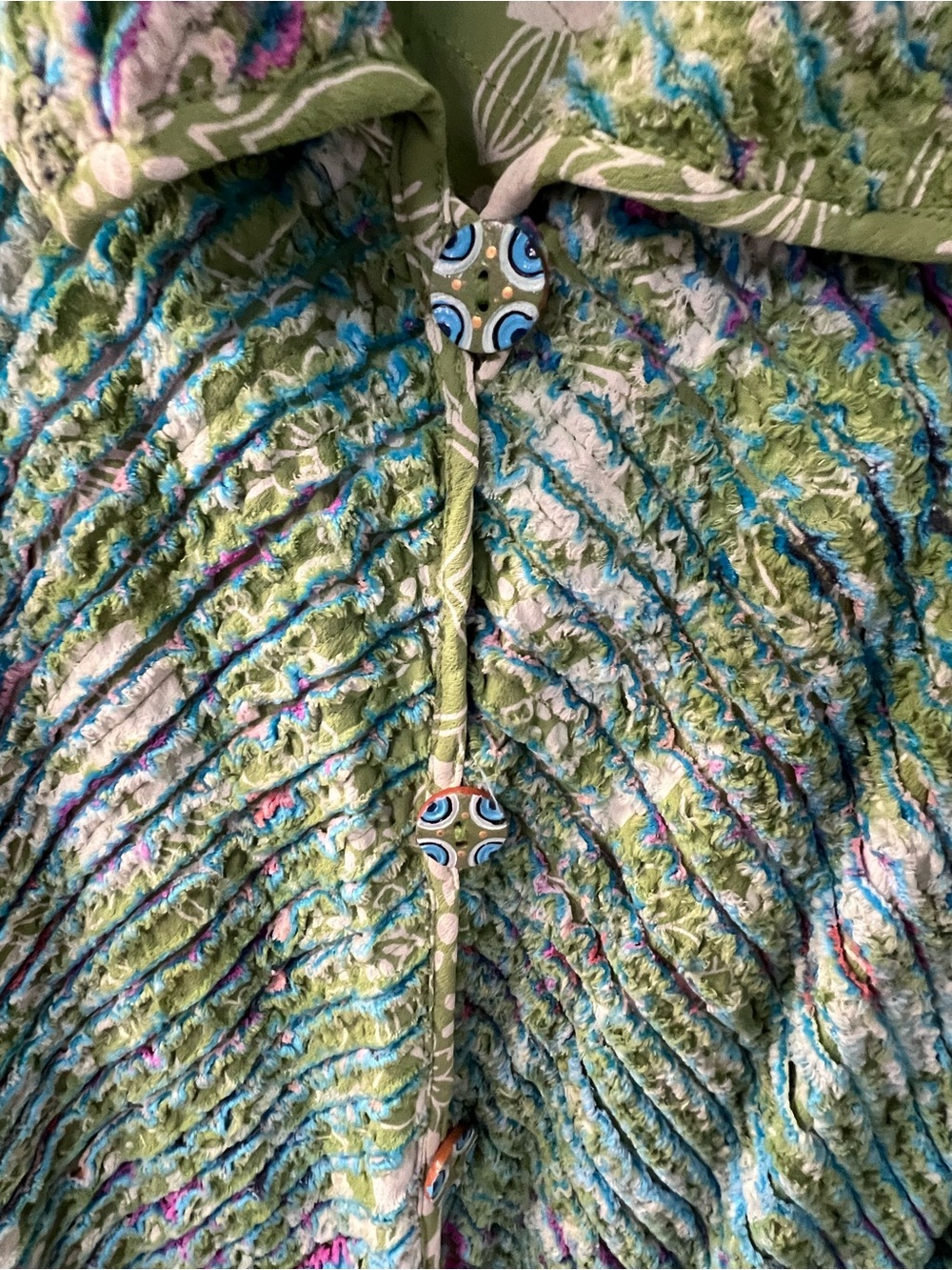 Green Multitone Textured Button-Up Cardigan - Picture 6 of 6